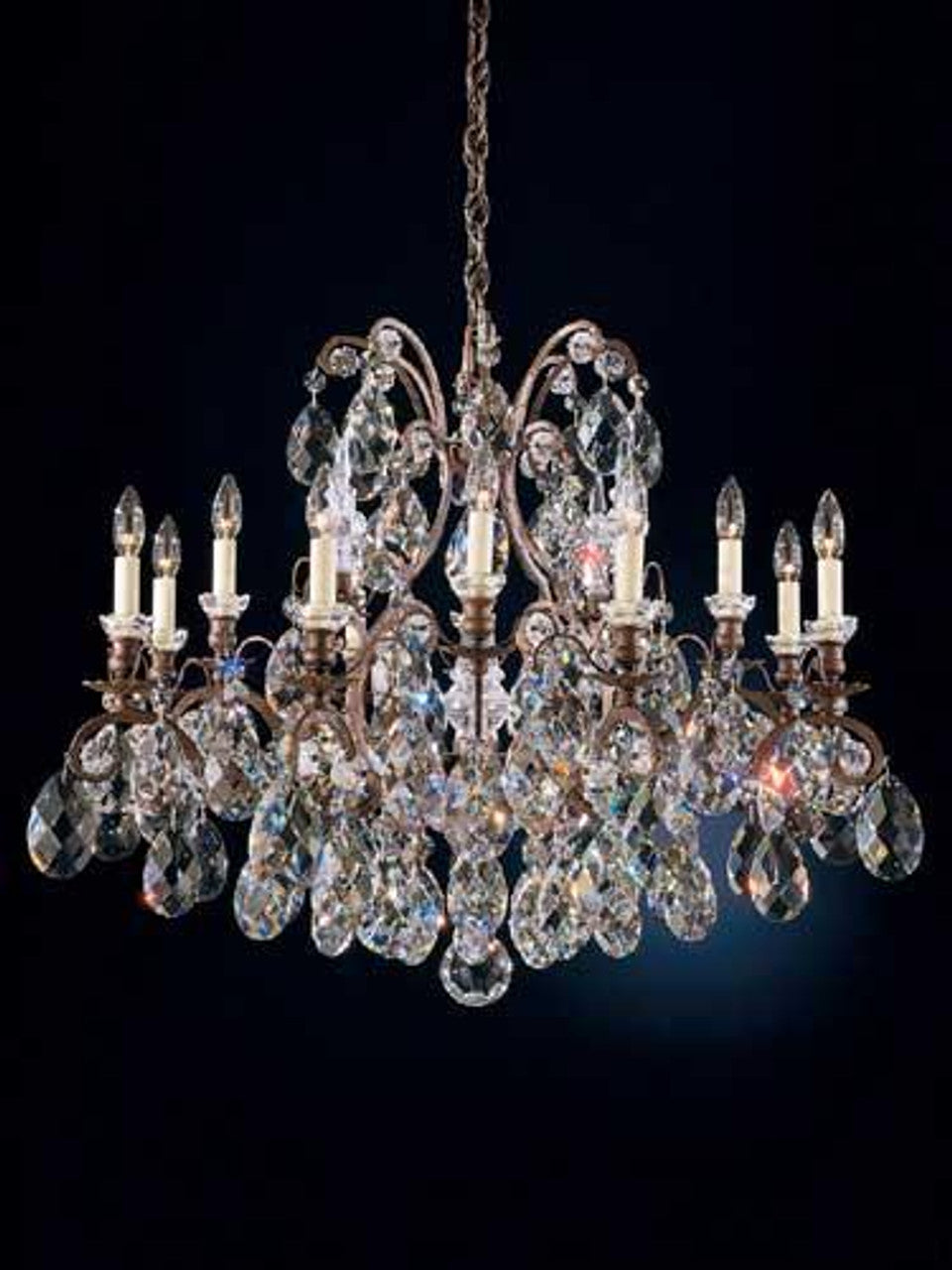 Renaissance Chandelier, 10-Light, Black, Clear Heritage Crystal, 21"W (3780-51 Y9RVV)