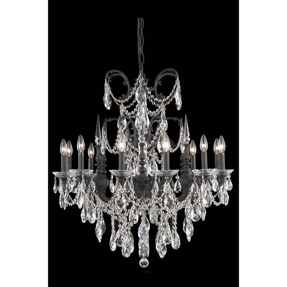 Bronze 12-Light Chandelier with Royal Cut Crystal