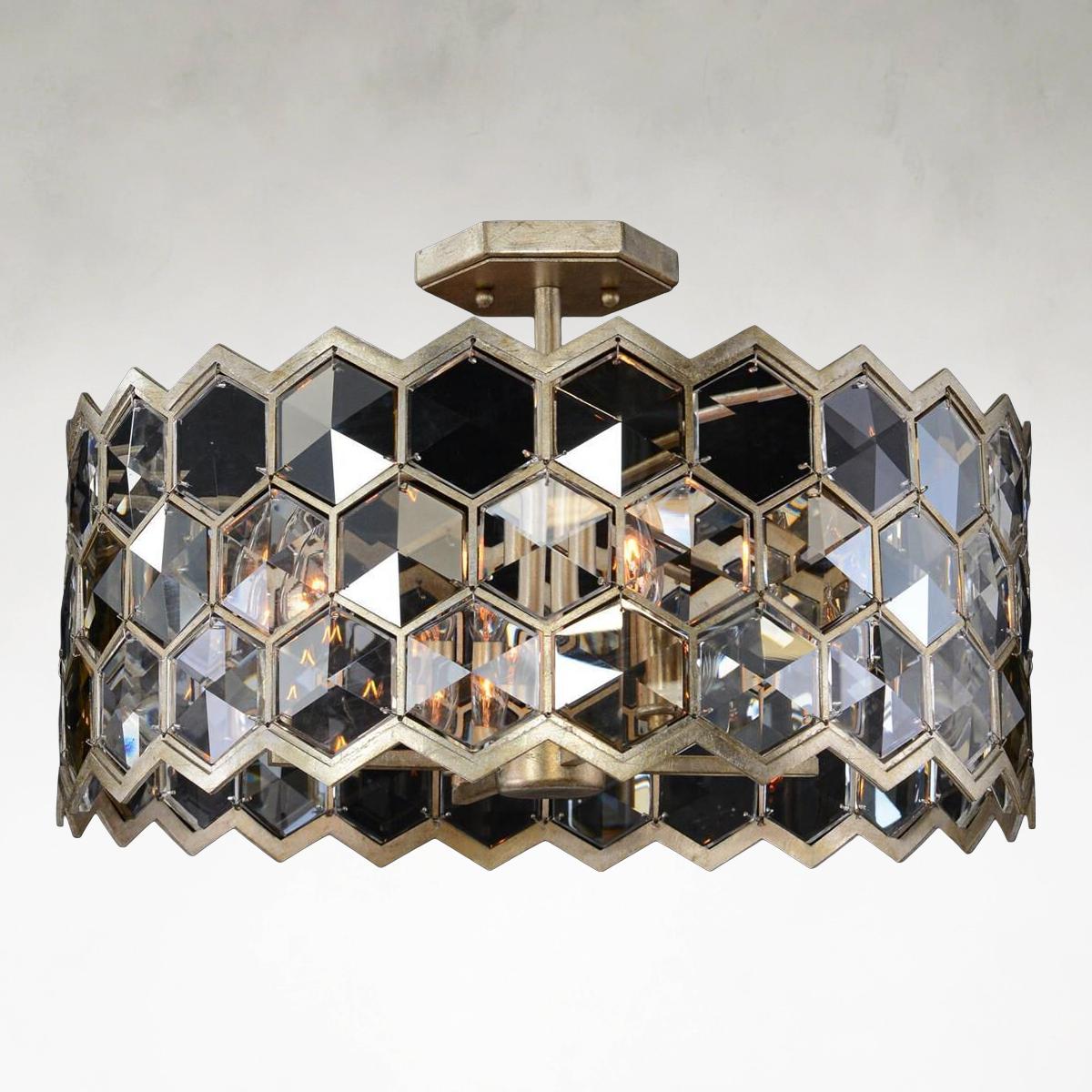 Quad-Light 21 inch Silver Champagne Chandelier Ceiling Fixture