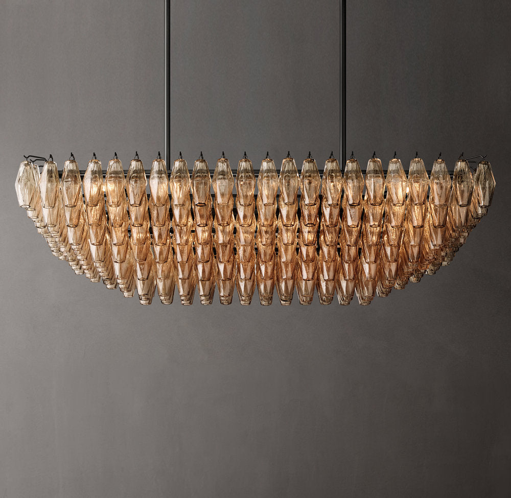 Chiara Smoke Glass Tiered Rectangular Chandelier 54"