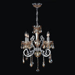Four-Light Chrome Finish with Amber Crystal Chandelie