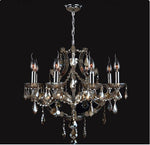 Eight-Light ChromeFinish with GoldenTeak Crystal Chandelier