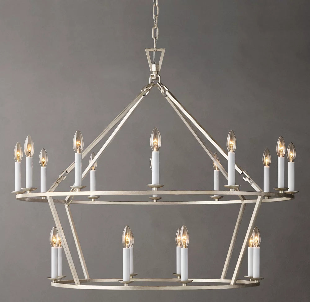 19TH C. ENGLISH OPENWORK TWO-TIER ROUND CHANDELIER 40"