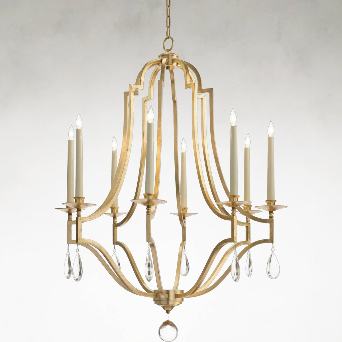 Leaha Eight-Light 37.5 Inch Gold Leaf Chandelier Ceiling Fixture