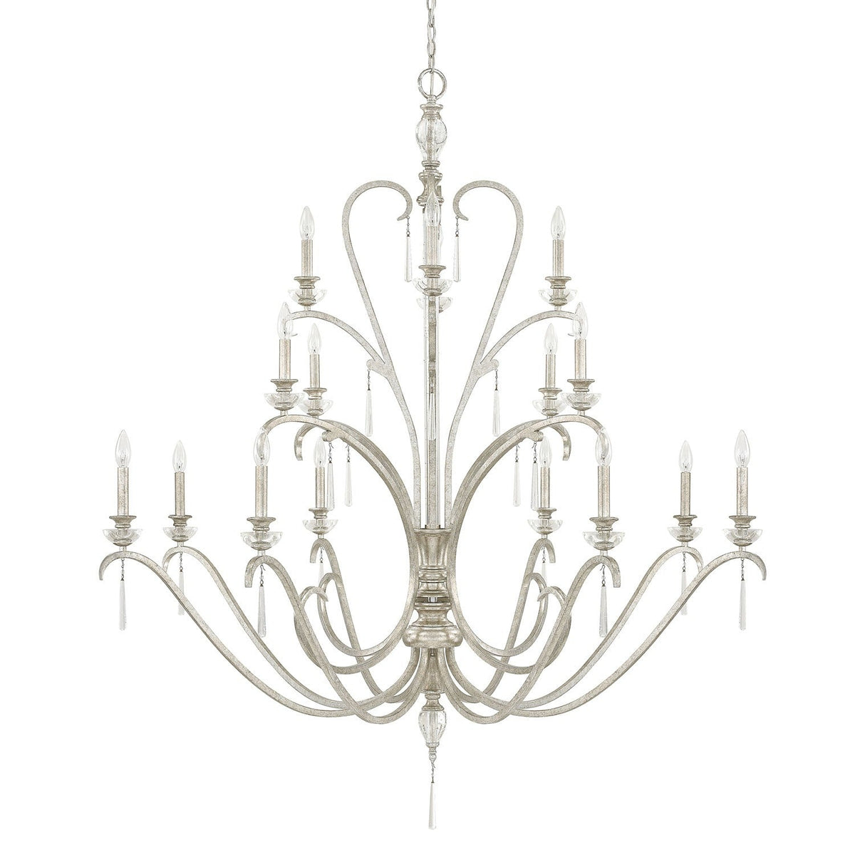 Fixture Company Celine Antique Silver Sixteen-Light Chandelier