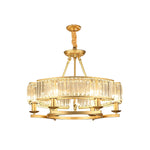 Round Metal Three Step Dimming Modern Rustic Crystal Chandelier Light