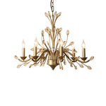 6/9-Light Brass Branch Candle Vintage Chandelier with Crystal Accents