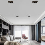 Rectangular 2 Lights Adjustable Three Step Dimming Recessed Spotlight