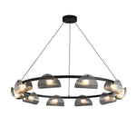 Round 6/8/10 Lights Curved Striped Glass LED Dimmable Nordic Chandelier