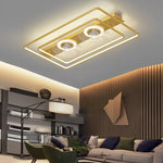 Rectangular LED Two Fans Nordic Bladeless Ceiling Fan