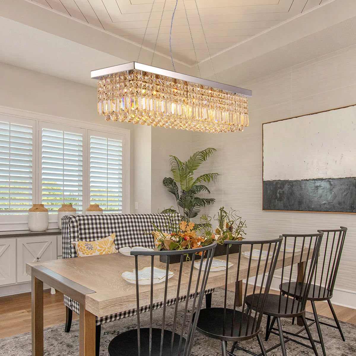 Crystal Kitchen Rectangle Chandelier 47"