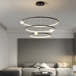 White/BlackCircular Pendant Lamp Dimmable LED Rings Chandelier