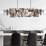 Long Creative Hollow Hardware LED Post-Modern Dining Room Chandelier