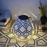 Moroccan Portable & Hanging White Solar LED Outdoor Patterned Lantern