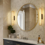 Gold Perforated Cylindrical Bathroom Vanity Light with Mesh Design
