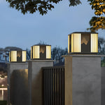 Waterproof LED Mountain Scenery Black Modern Solar Post Caps Lights