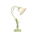 Rustic Green Desk Lamp with White Floral Shade and 3-Step Dimming for Homes