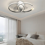 2 Rings Simple Luxury 3 Step Dimming Modern Bedroom Ceiling Fan and Light