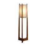 Rustic Japanese-style Wood Standing and Double Shaded LED Floor Lamp