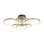 3/5/6 Rings Three Step Dimming Gold Modern Ceiling Lights with Leather