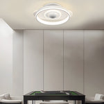 LED Smart Bladeless Ceiling Fan Round White Ceiling Fans with Dimmable Light