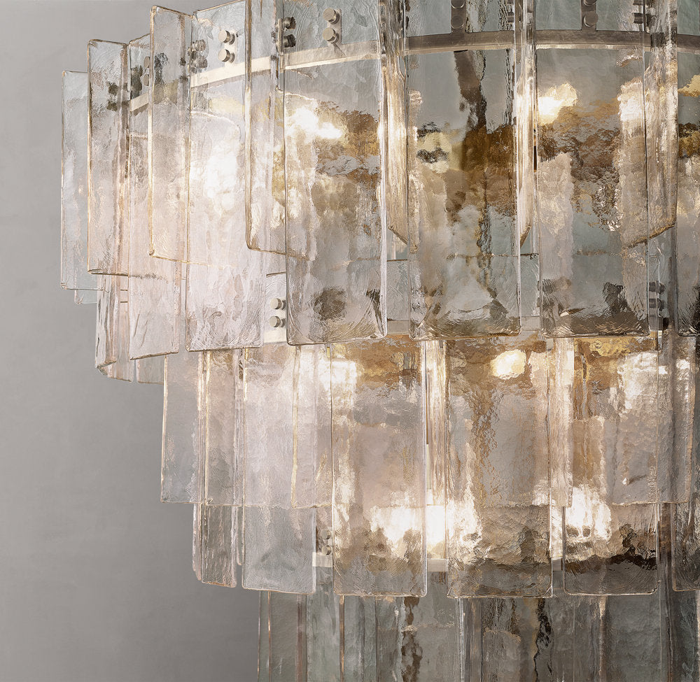 Lattice Clear Glass Tiered Round Chandelier 47"