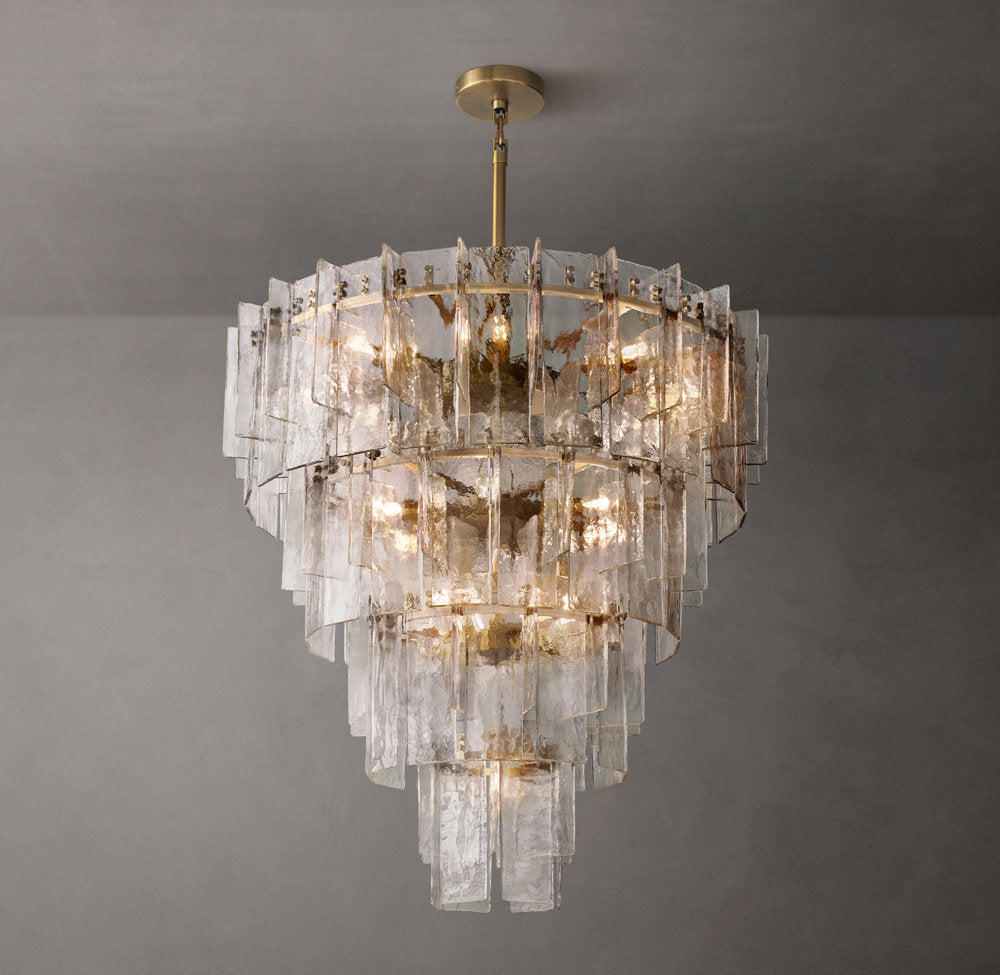 Lattice Clear Glass Tiered Round Chandelier 47"