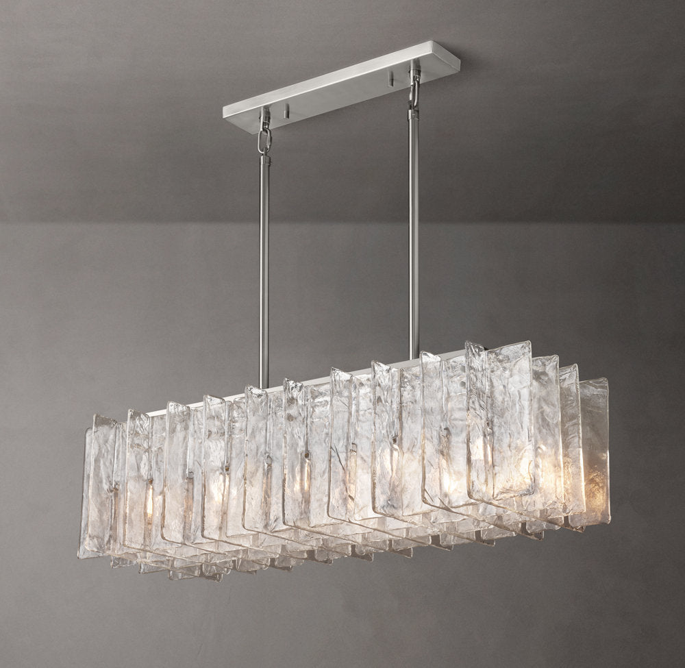 Lattice Clear Glass Rectangular Chandelier 49"