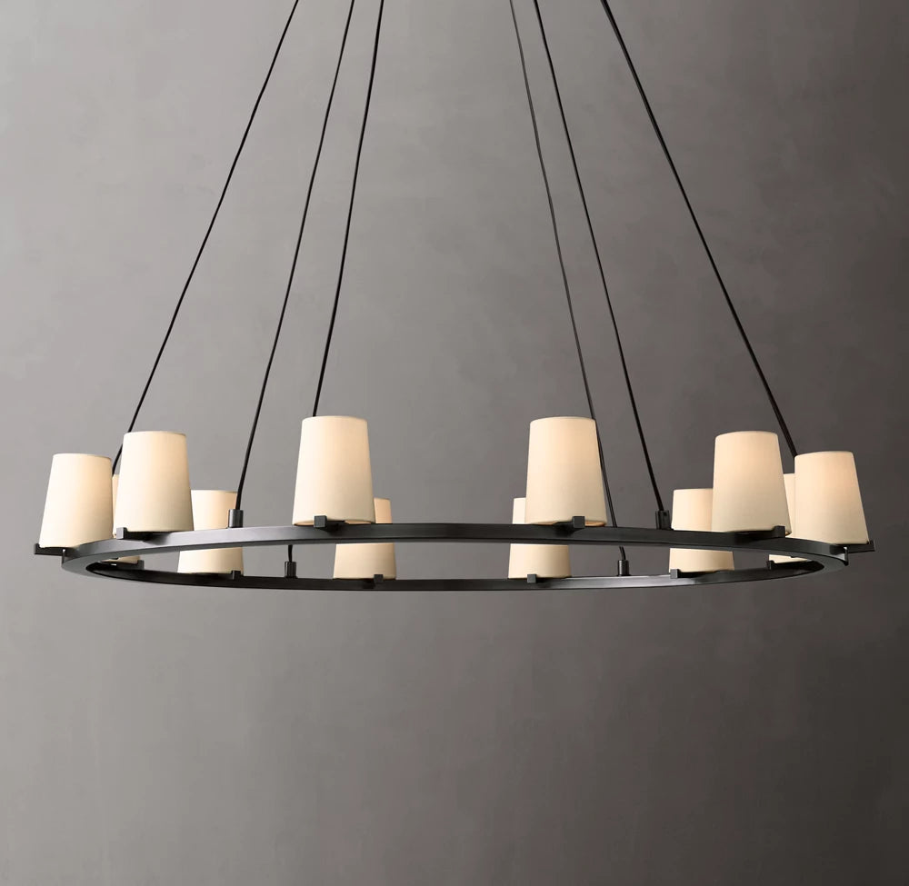 Pauillac Fabric Shade Round Chandelier 48"