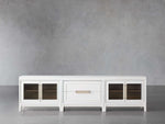 Rowan Modular Reeded Glass Media Console with Drawers