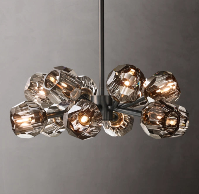 Boule De Cristal Smoke Glass Round Chandelier 24"