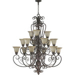 Fifteen-Light Gilded Bronze Chandelier