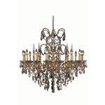 Gold Sixteen-Light Chandelier with Golden Teak/Smoky Royal Cut Crystals