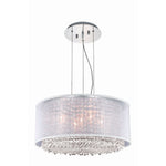 Moda Chrome Five-Light Silver Shade Pendant with Rosaline and Clear Royal Cut Crystal