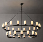 Ondra Round 2-Tier Milk Glass Chandelier 60"