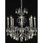 Marseille Pewter Eight-Light Chandelier with Golden Teak/Smoky Royal Cut Crystals