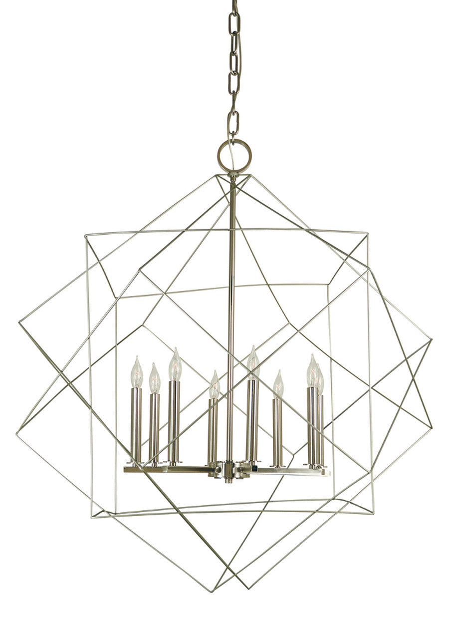 Margaux Chandelier, 9-Light, Brushed Nickel with Polished Nickel, Clear Seedy Glass Cylinder Shade, 35"W (3049 BN/PN 9U40R)