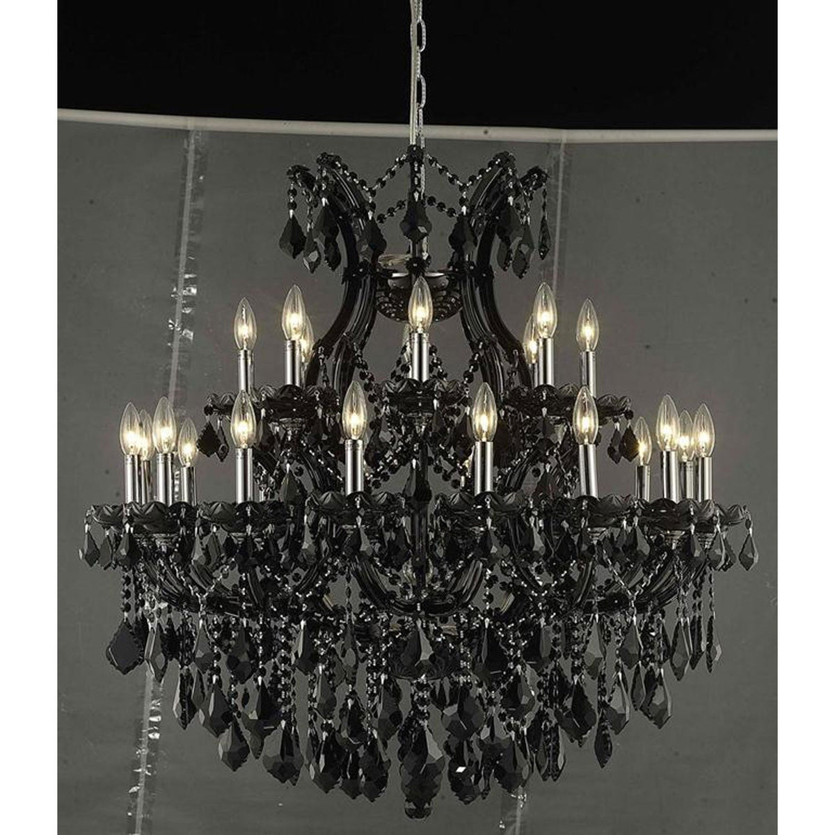 Black 25-Light Chandelier with Jet Black Royal Cut Crystal