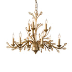 6/9-Light Brass Branch Candle Vintage Chandelier with Crystal Accents