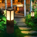 Industrial-Style Square LED Solar Landscape Lighting Waterproof Outdoor Pathway Lights with Remote Control