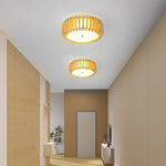 Creative Wood Round 3 Step Dimming LED Nordic Bedroom Ceiling Lights