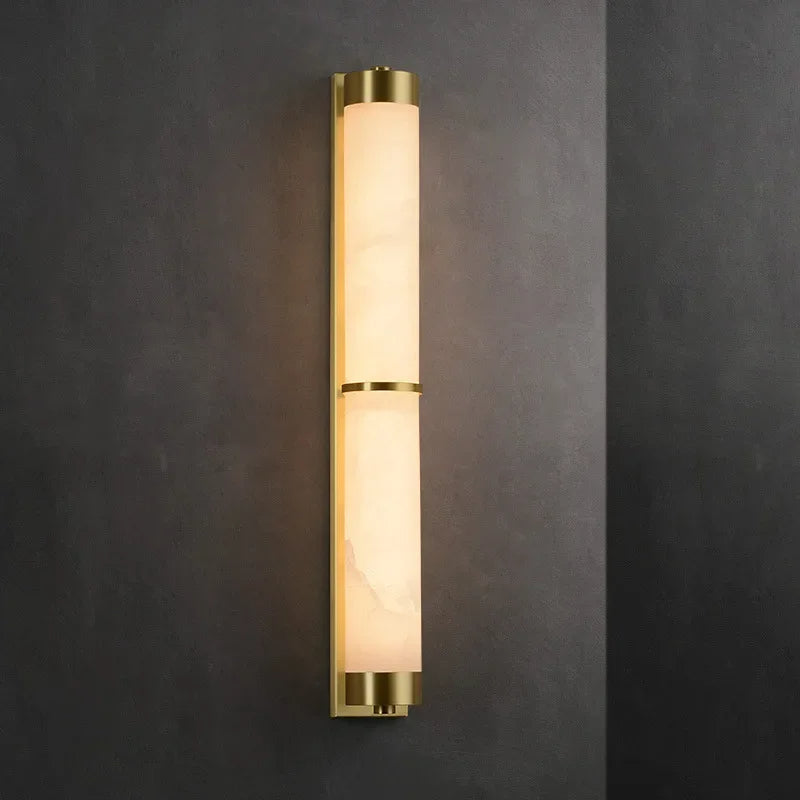 23" Natural Marble & Brass Wall Light