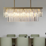 Rectangular LED Three Step Dimming Crystal Strips Postmodern Chandelier