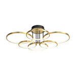 3/5/6 Rings Three Step Dimming Gold Modern Ceiling Lights with Leather
