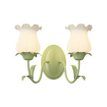 1/2 Lights Flowers Glass Three Step Dimming Green Modern Wall Lights Indoor