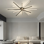 6-Light LED Semi Flush Mount Copper Starbursts Ceiling Light Fireworks Ceiling Lighting Fixture