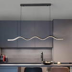 1-Light Black Wave Linear LED Pendant Light