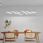 Long Strip Waves Spiral Dimmable LED White Modern Dining Room Chandeliers