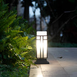 Outdoor Waterproof Frosted Glass Black Retro Fence Post Lights Column Lights