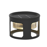 Round Outdoor Waterproof LED Black Modern Solar Powered Outdoor Lights